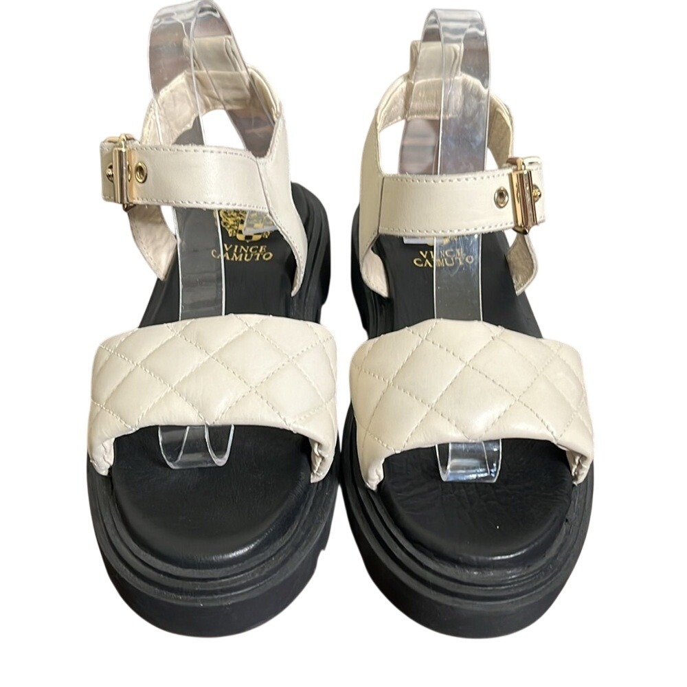 NWOB VINCE CAMUTO Sassia Chunky Platform Sandal Quilted Leather Cream Women's‎ 9